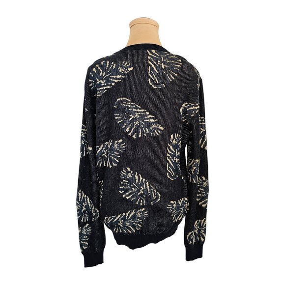 Scotch & Soda Navy Blue and Cream Leaf Crew Neck Sweater Sz M - Picture 6 of 12